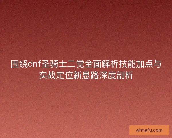 围绕dnf圣骑士二觉全面解析技能加点与实战定位新思路深度剖析